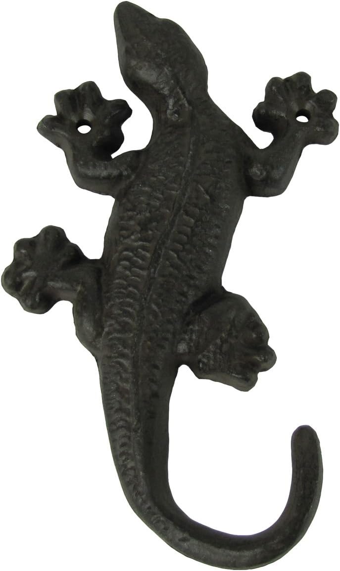 Treasure Gurus Metal Wall Mount Gecko Lizard Reptile Key Ring Hook Leash Holder Coat Hat Hanger