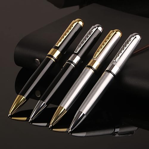 Miniatura 7 de STONEGO Bolígrafo clásico de metal, punta media de 0.039 pulgadas, tinta negra, bolígrafo giratorio para abrir, bolígrafo de escritura suave,