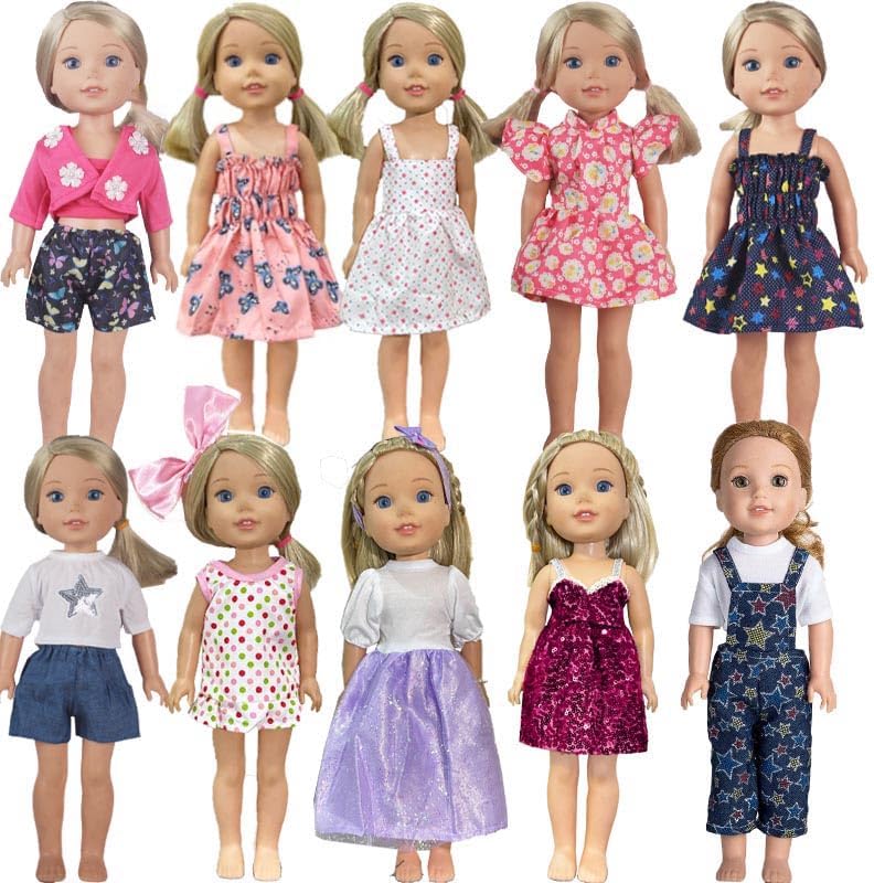 WYHTOYSDoll Clothes and Shoes fits 14 inch 14.5inch Doll American Girl Wellie Wishers Dolls (A8-1)