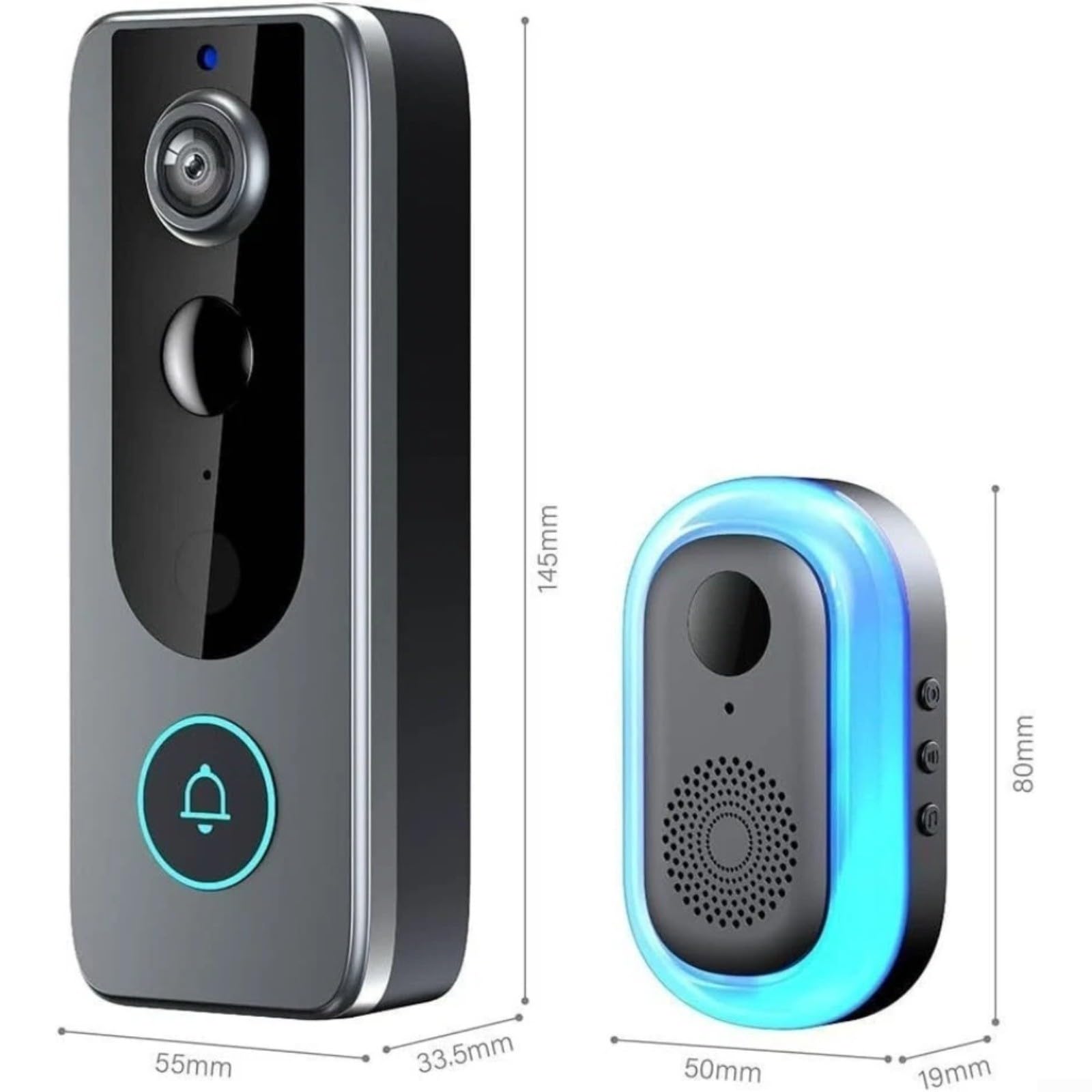 Videocitofono intelligente wireless con batteria da 4000 mAh, videocamera HD 720P, audio bidirezionale, rilevamento del movimento, impermeabile IP65, per visione notturna, WiFi 2.4G
