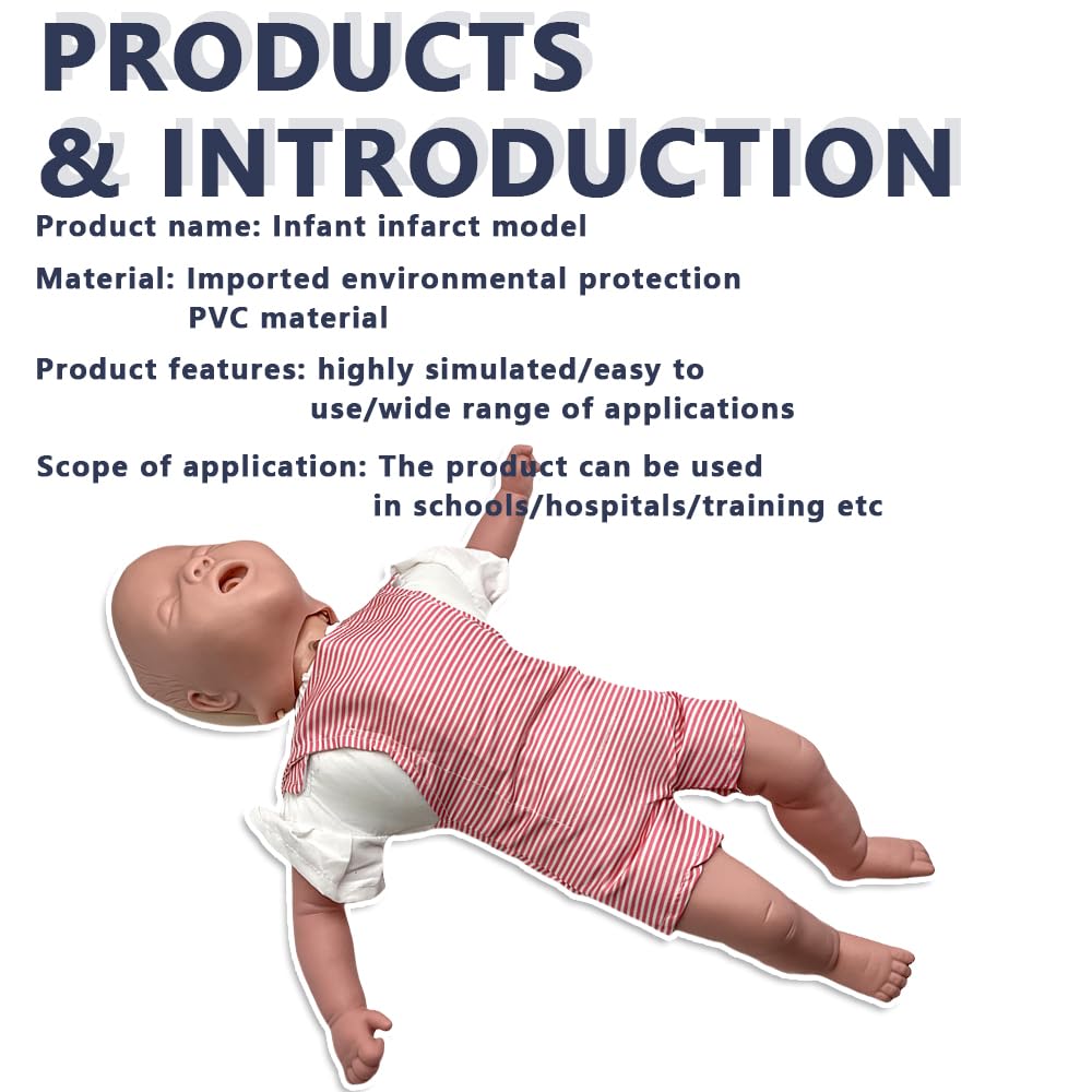 Professionelle Säuglings-Atemwegsobstruktion & CPR Manikin, Baby-Erste-Hilfe-Trainingsmodell für Notfallübungen, lebensgroße PVC-Stillpuppe