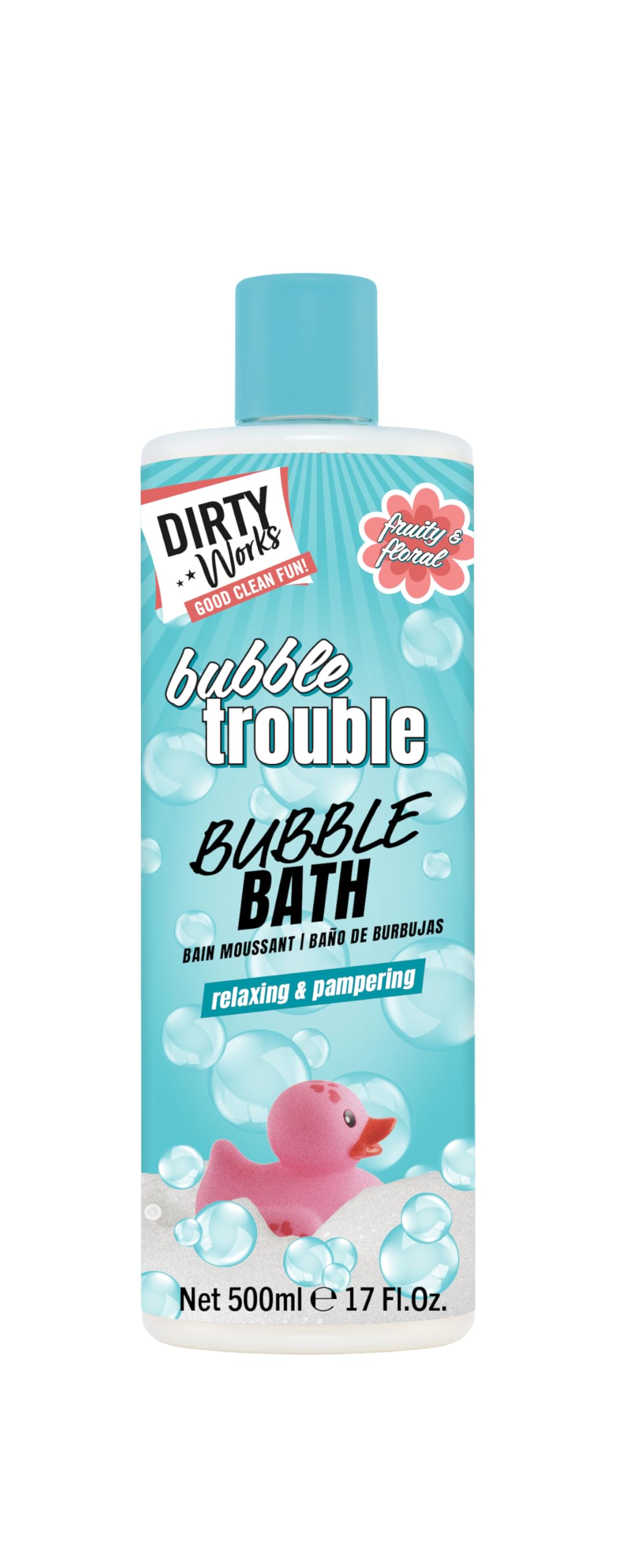 Dirty Works Bubble Trouble Signature Bubble Bath 500ml – Moisturising Bubbling Bath Soak with Shea Butter, Lavender & Chamomile, Long-Lasting Bubbles for Relaxing Soaks, Vegan