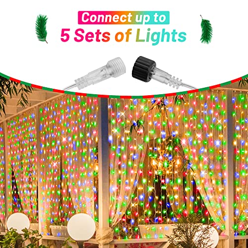 Knonew Christmas Sting Curtain Lights,Curtain Window Lights For Bedroom,200Led With Connectable 8 Modes Timing,Fairy Lights For Indoor Outdoor Wedding Party Garden Decorations(Multicolor) #TOP3