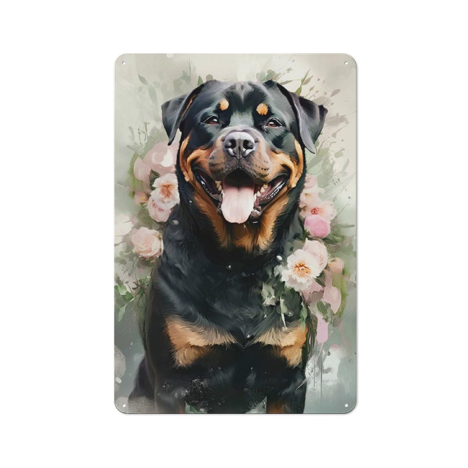 Junmoney Style-22 Rottweiler Dog Watercolor Vintage Metal Sign 30X20cm For Lounge Or Reading Corner, For Garage, Workshop And Man Cave Decoration