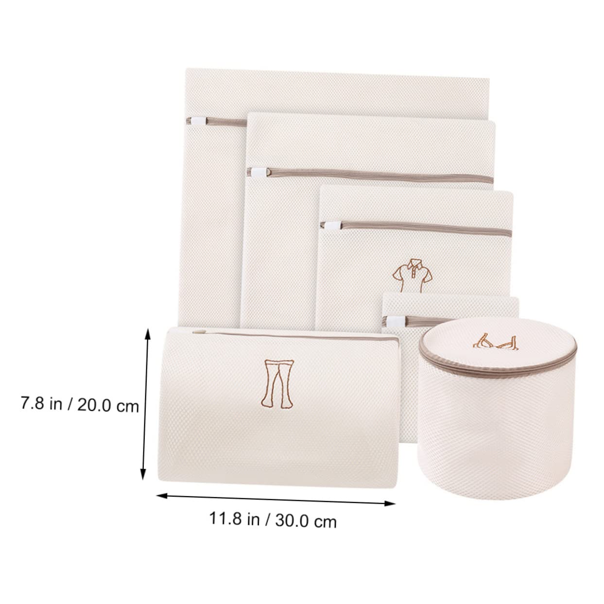 Bolsa de Lavado de Malla de Poliéster Beige Cierre, Juego de 6 Piezas para Proteger Ropa Interior y Evitar Enredos y Daños Lavadora