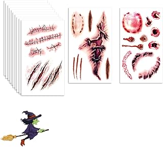 Halloween Makeup 12 sheets, Scar Tattoo, Halloween Makeup Stickers, Halloween Cuts and Scars, Scars Halloween, Fake Blood Tattoos, Halloween Eye Tattoos for Adults, Tattoo Scars Costume Makeup Props