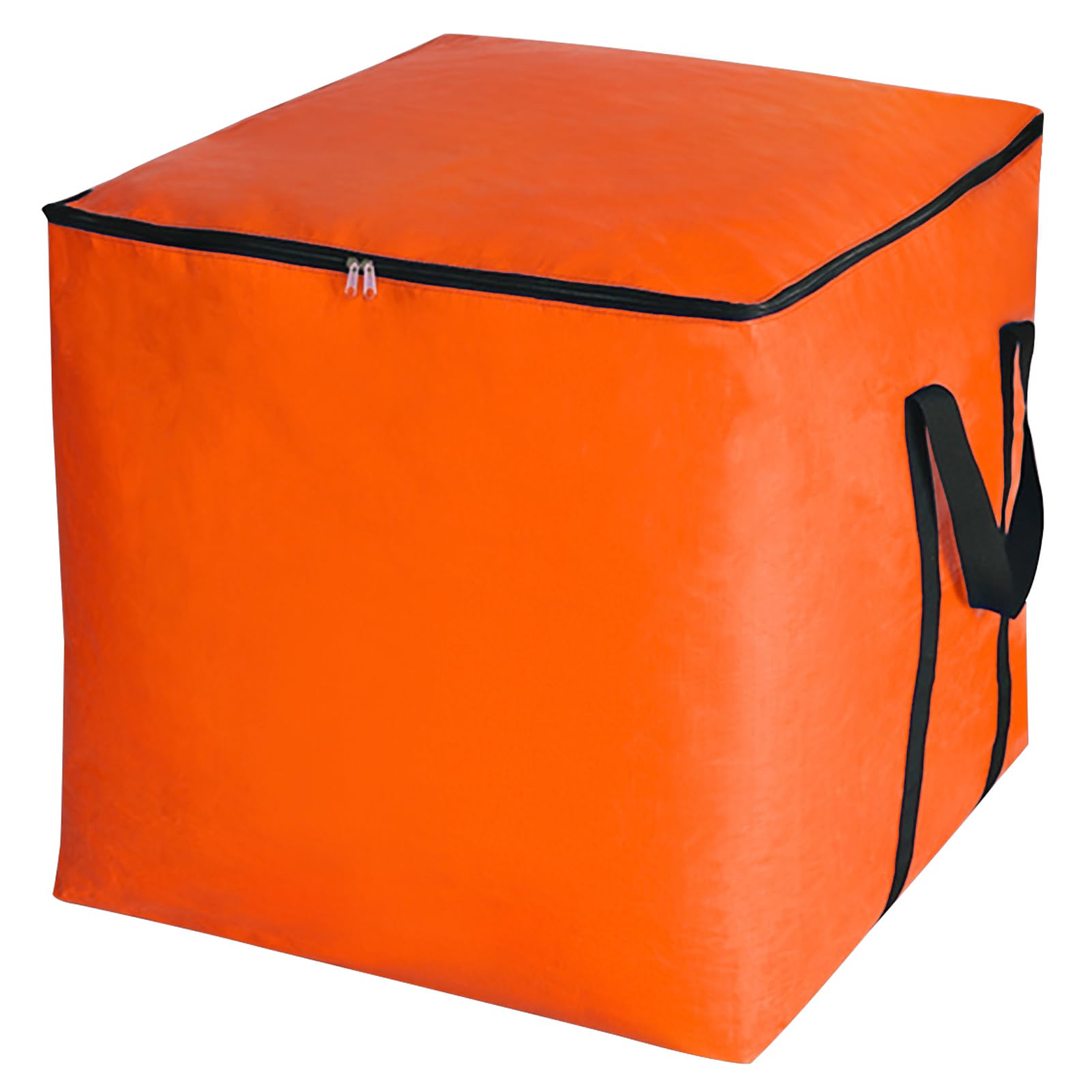 Ausing Zipper Moving Bag with Lid and Handles Orange 50×50×50 cm 125L Waterproof Dustproof Storage Bag