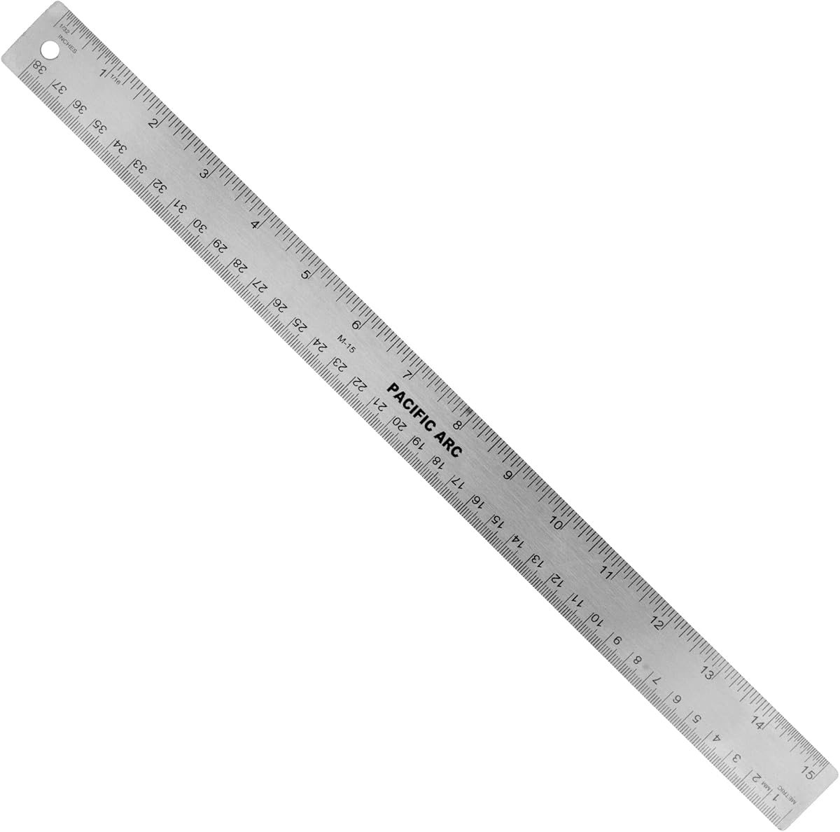 Stainless Steel 15 Inch Metal Ruler Non-Slip Cork Back, with Inch and Metric Graduations