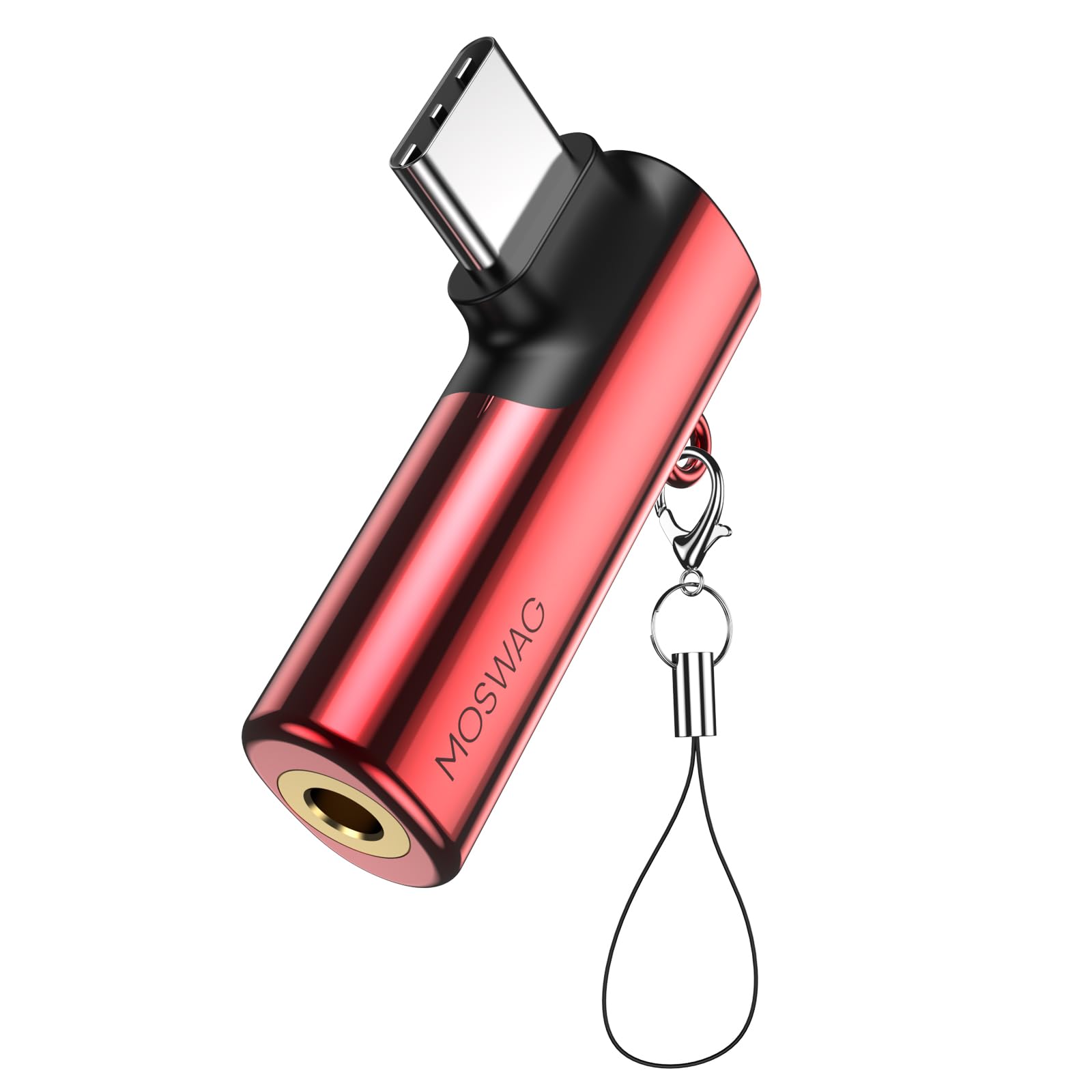 MOSWAG USB C to 3.5mm Jack Type C Headphone Adapter Right Angled Aux Mic Audio Dongle Hi-Res DAC Chip, Compatible with Samsung Galaxy S23 S22 S21