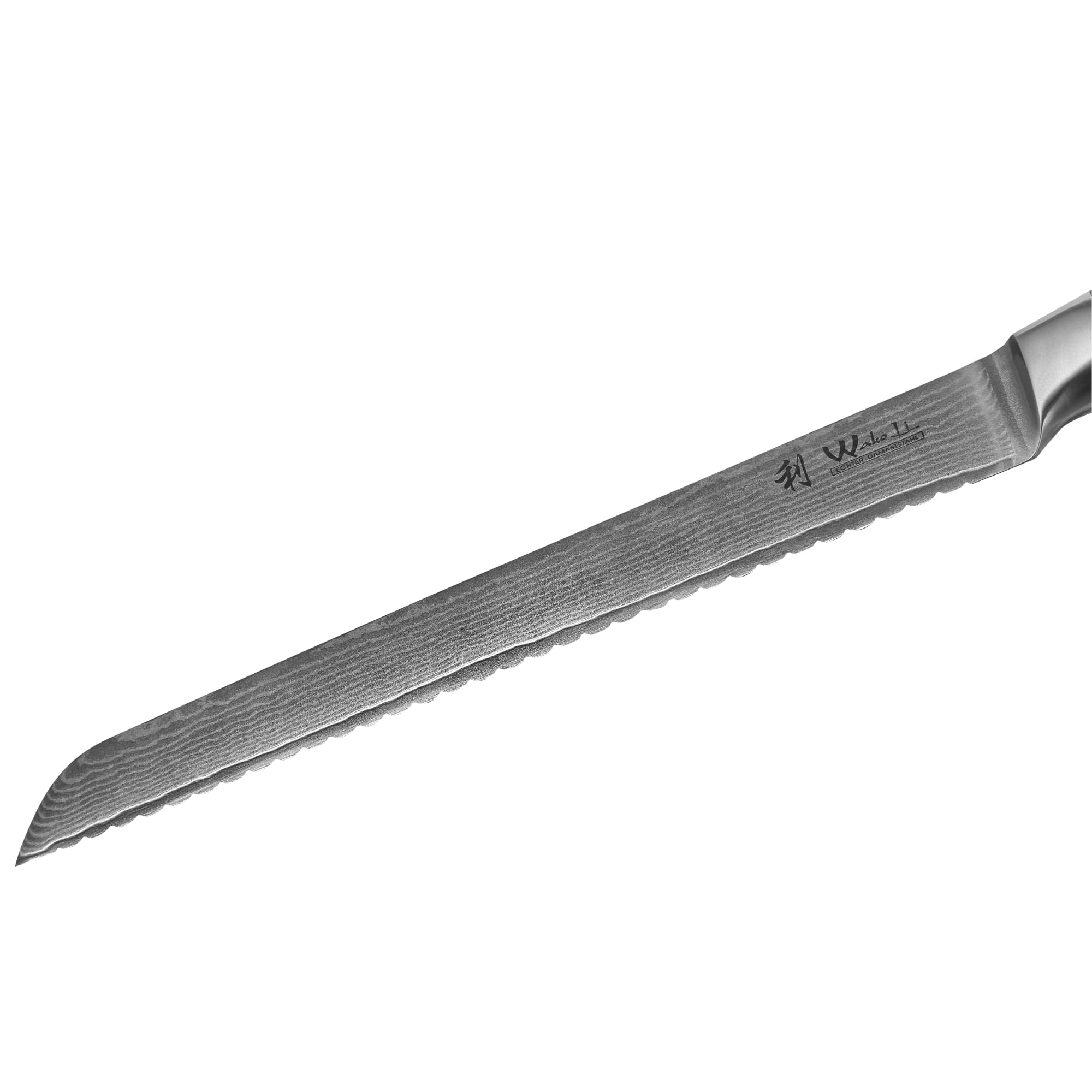 WAKOLI EDIB Couteau à Pain de Cuisine Professionnel en Damas, Dentelé 20 cm | 67 couches avec noyau VG10, manche en bois de pakka, pour baguettes, brioches et croûtes épaisses, coffret cadeau élégant