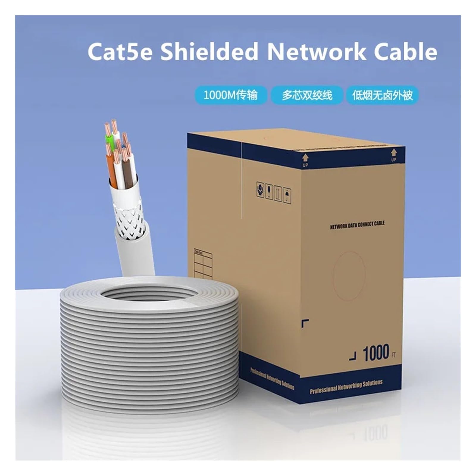 Cavo LAN Internet RJ45 Cat5e Cavo di cablaggio di rete SFTP Cavo patch Ethernet a doppia schermatura Adatto for cavi di installazione in case, cavi di computer, fabbriche e altri luoghi ( Color : Gray