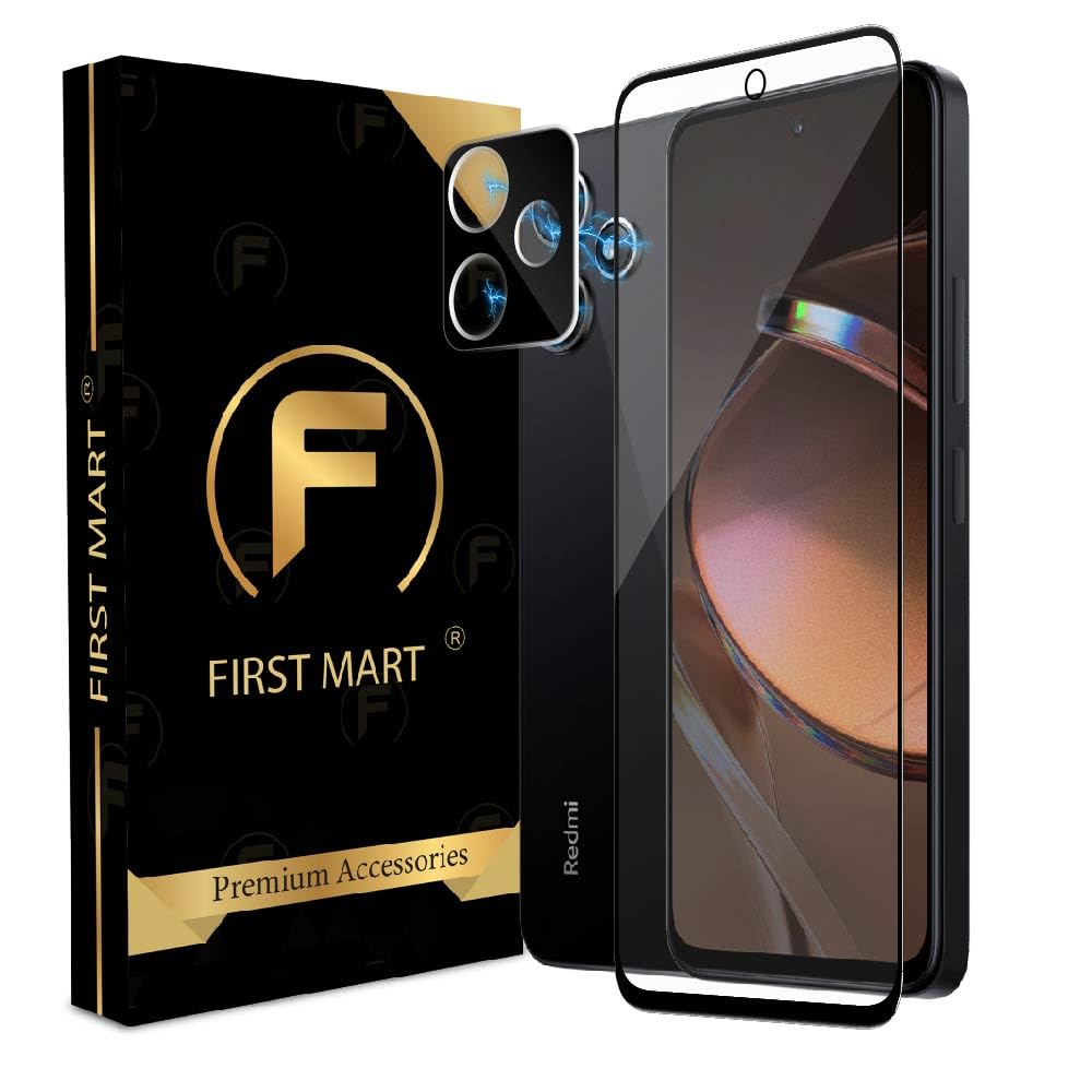 FIRST MART Tempered Glass and Camera Lens for Redmi 12 5G with Edge to Edge Screen Coverage and Easy Installation | Black (B0CJJRV2GY) Amazon Price History, Amazon Price Tracker