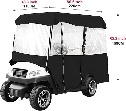 Miniatura 8 de Waterproof 4-Person Golf Cart Enclosure with Transparent Windows, Fits EZGO, Club Car, Yamaha Cart - Deluxe Fairway Cover
