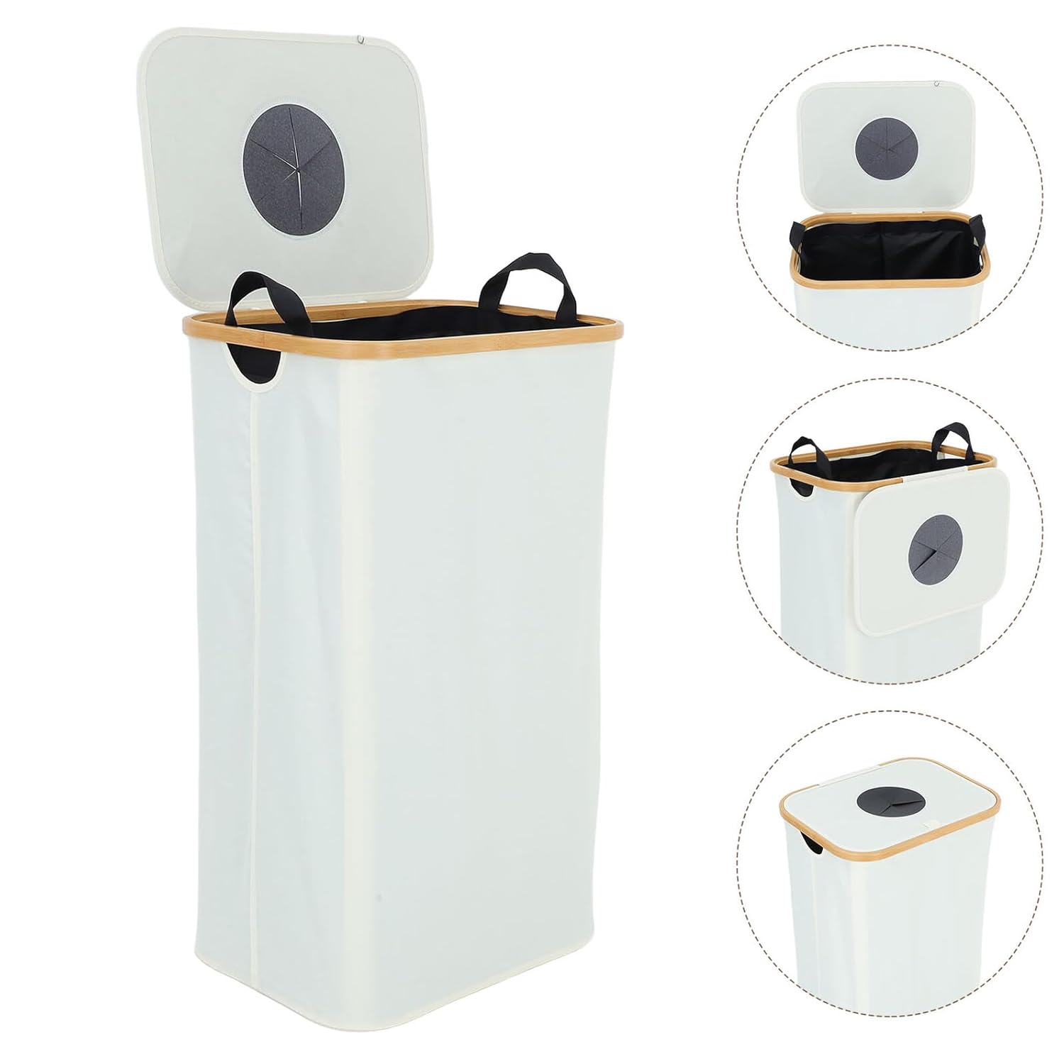 Folding Recycling Bin with Lid and Removable Inner Bag, 105l Fabric Bottle Deposit Collection Container for Indoor Kitchen and Storage Room Waste Sorting