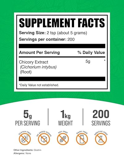 Miniatura 2 de BulkSupplements. com Extracto de achicoria en polvo de fibra prebiótica - Suplemento de fibra - Polvo de fibra de raíz de achicoria - Polvo de raíz