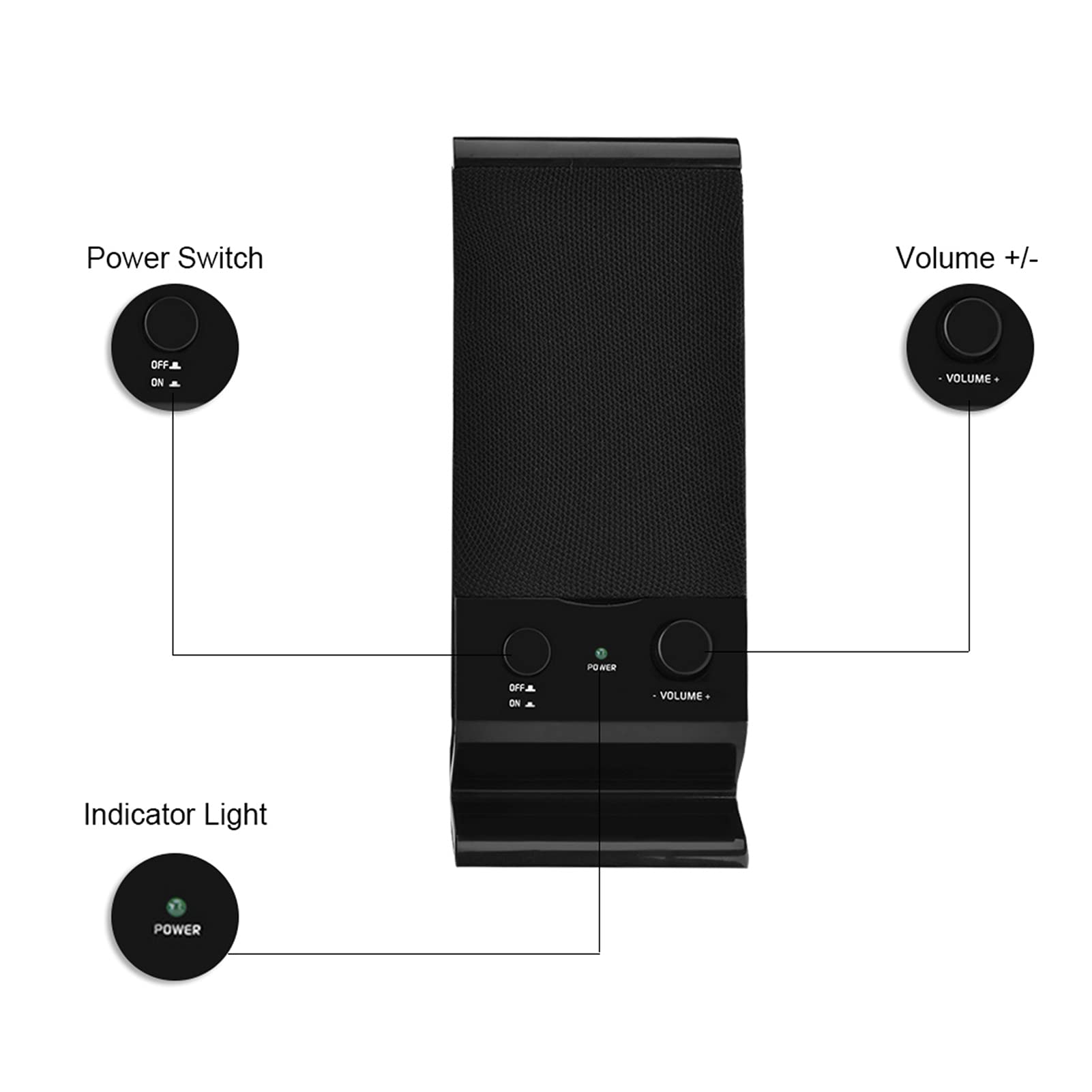 USB Lautsprecher, Tragbarer -USB-2.0-Bass-Kombilautsprecher, Satter Bass, 3.5 mm Eingang, Minimalistisches Design, PC-Lautsprecher für Mobiltelefone, Laptops und Computer