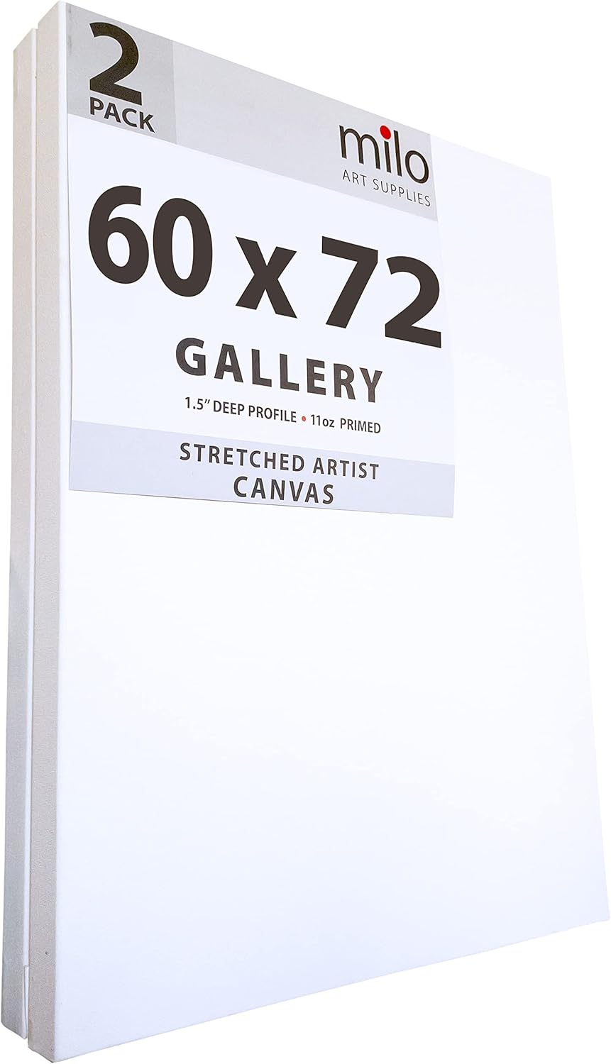 milo Stretched Artist Canvas | 60 x 72 inches | 2 Pack | 1.5” inch Thick Gallery Profile | 15 oz Primed Large Canvases for Painting, Ready to Paint Art Supplies for Acrylic, Oil