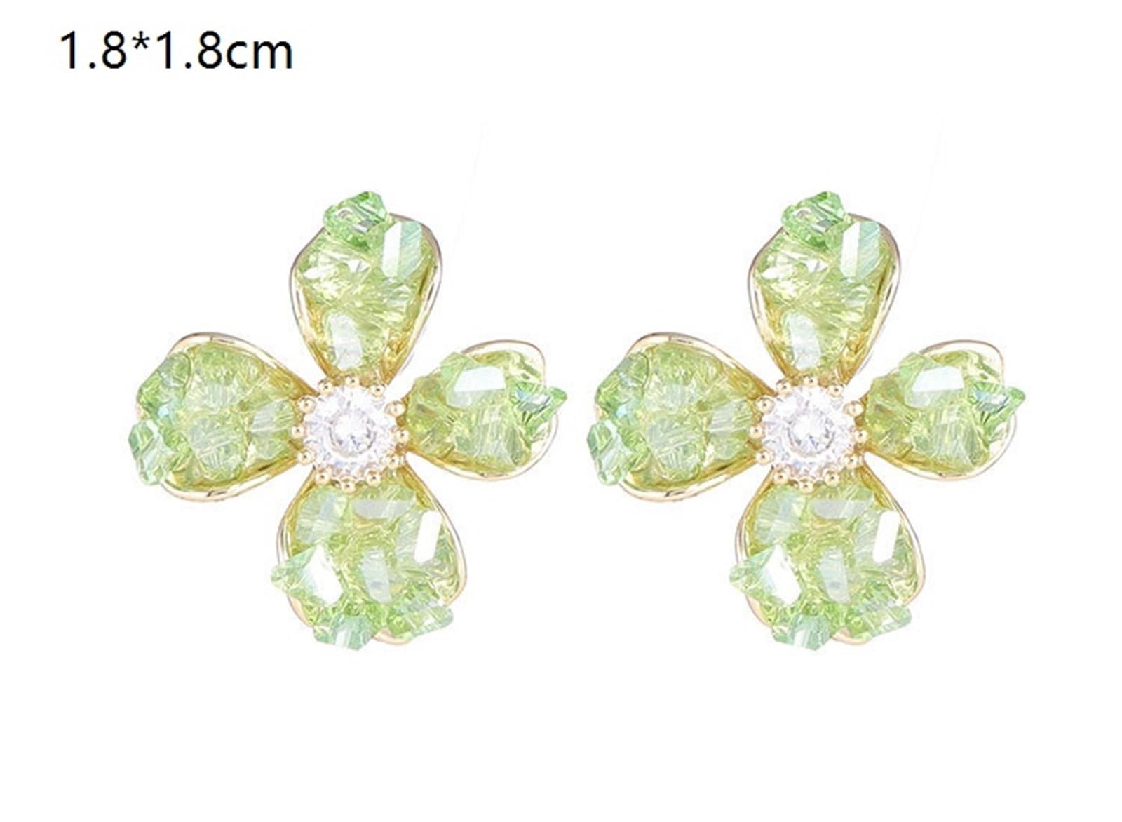 JINSHENGXIN Summer Earrings Niche Design Earrings Fresh Gradient Color High-end Exquisite Crystal Flower Earrings