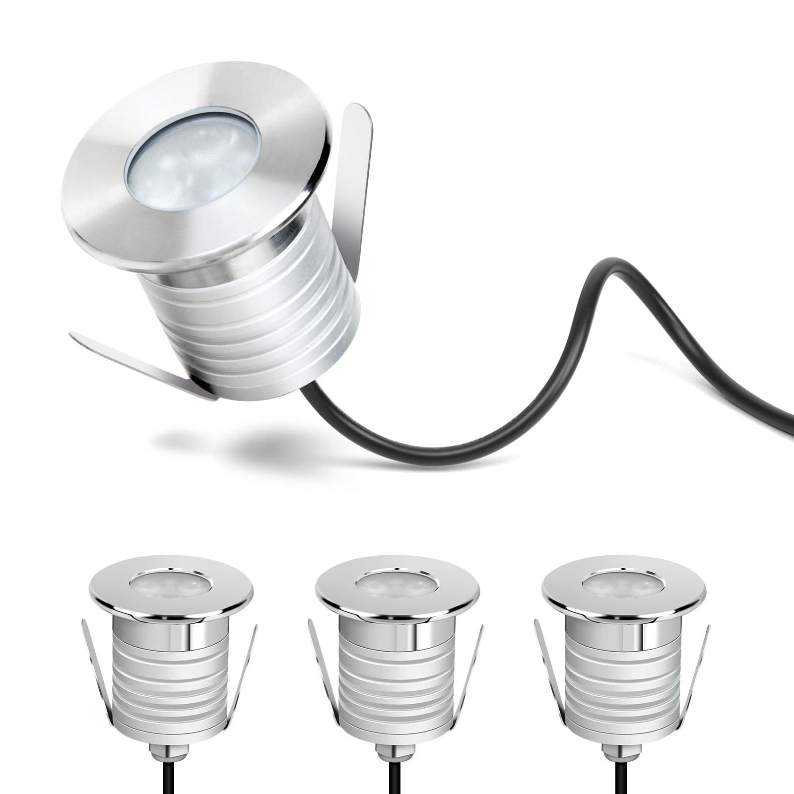 Waterproof Swimming Pool Lights 3W LED Dimmable Underwater Light, Works at 12V-24VDC, 12VAC, 4 Packs IP68 Low Voltage In-Ground Lights for Pools Ponds Waterfall Fountains, Crystal White 5700K