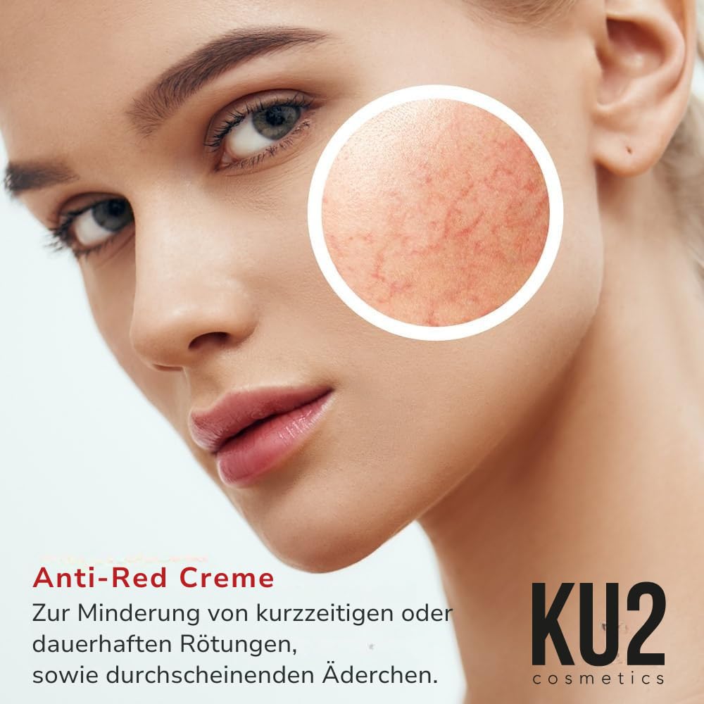 KU2 Cosmetics Anti-Red Ultra Sensitiv Creme, 50 ml | Beruhigende Gesichtspflege gegen Rötungen, Für empfindliche & gereizte Haut, Gesichtscreme mit Panthenol