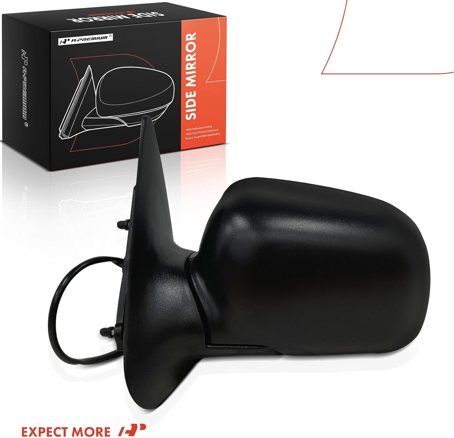 A-Premium Driver Side Power Door Mirror - Compatible with Ford Ranger 1998-2005 & Mazda B2300, B2500, B3000, B4000 - Non-Heated, Manual Folding, Textured Black Outside Rear View Mirror