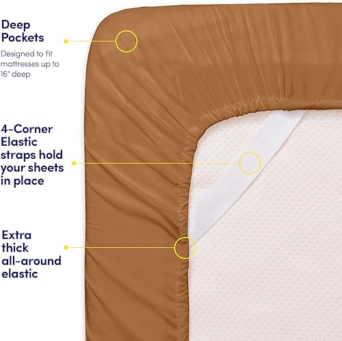 Vista 53 de 1500 Supreme Collection - Juego de sábanas extrasuaves con esquinas tipo bolsillos profundos, ropa de cama hipoalergénica sin arrugas, más de 40