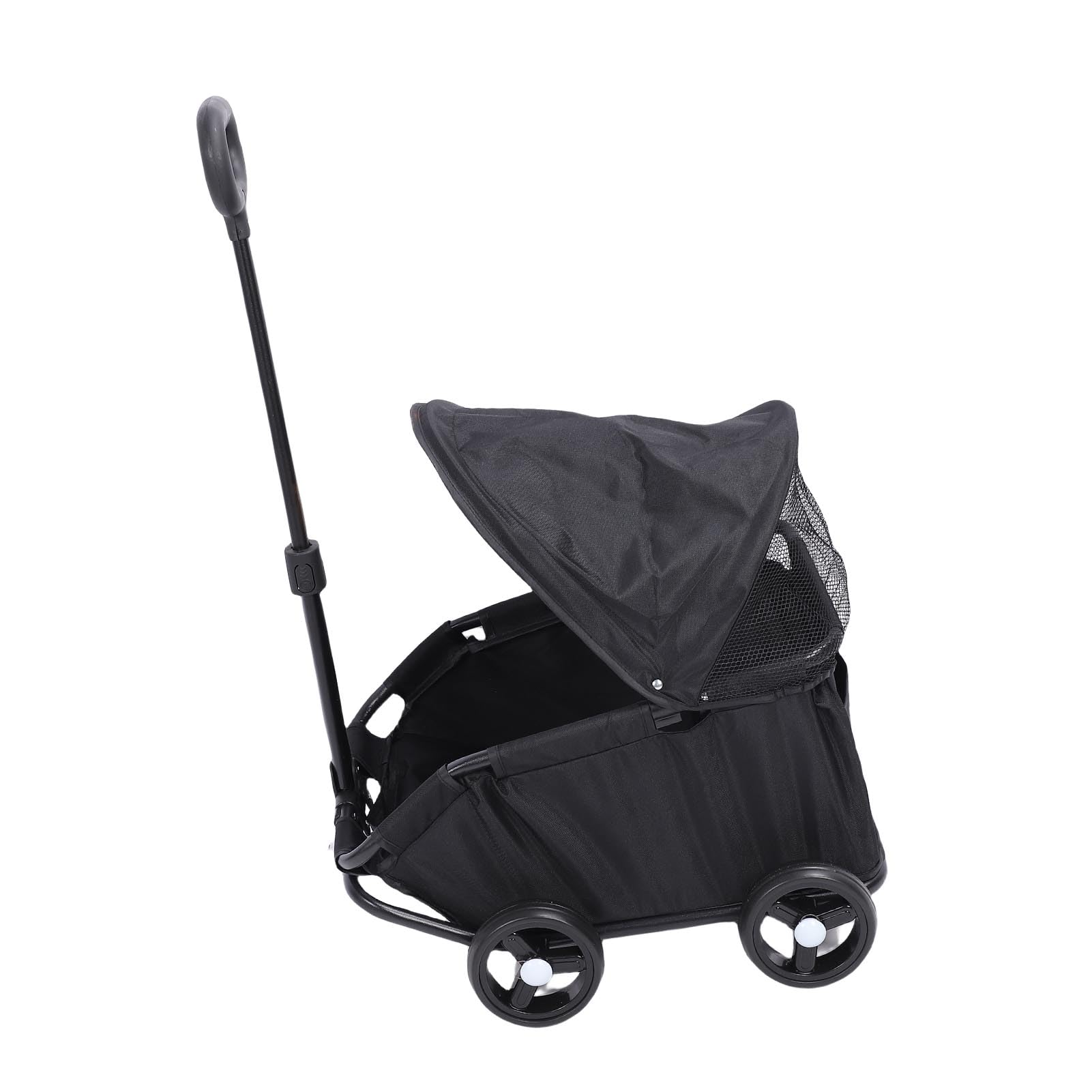 VBESTLIFE Passeggino per Animali Domestici Pieghevole Leggero, Design a 4 Ruote con Tettuccio Parasole e Carrello per Animali Multifunzionale Pieghevole con una Sola Mano per Cani di (BLACK)