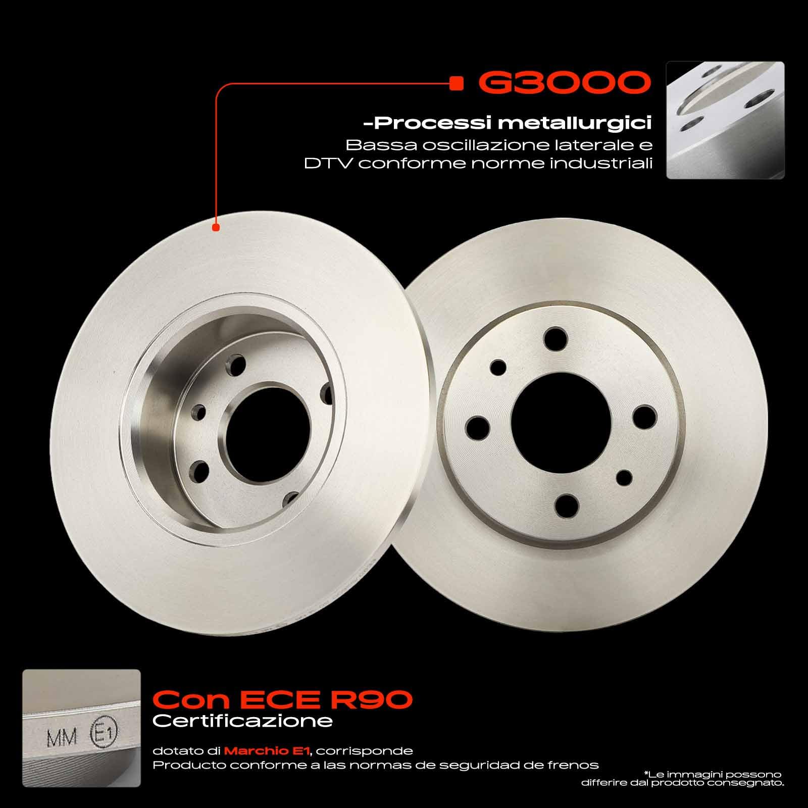 Frankberg Set freni incl. 2x Dischi Freno + 4x Pastiglie dei Freni Posteriore Compatibile con Bravo II 198 Stilo Multi Wagon 192 Stilo 192 Multipla 186 Replace# 77362768,77364590