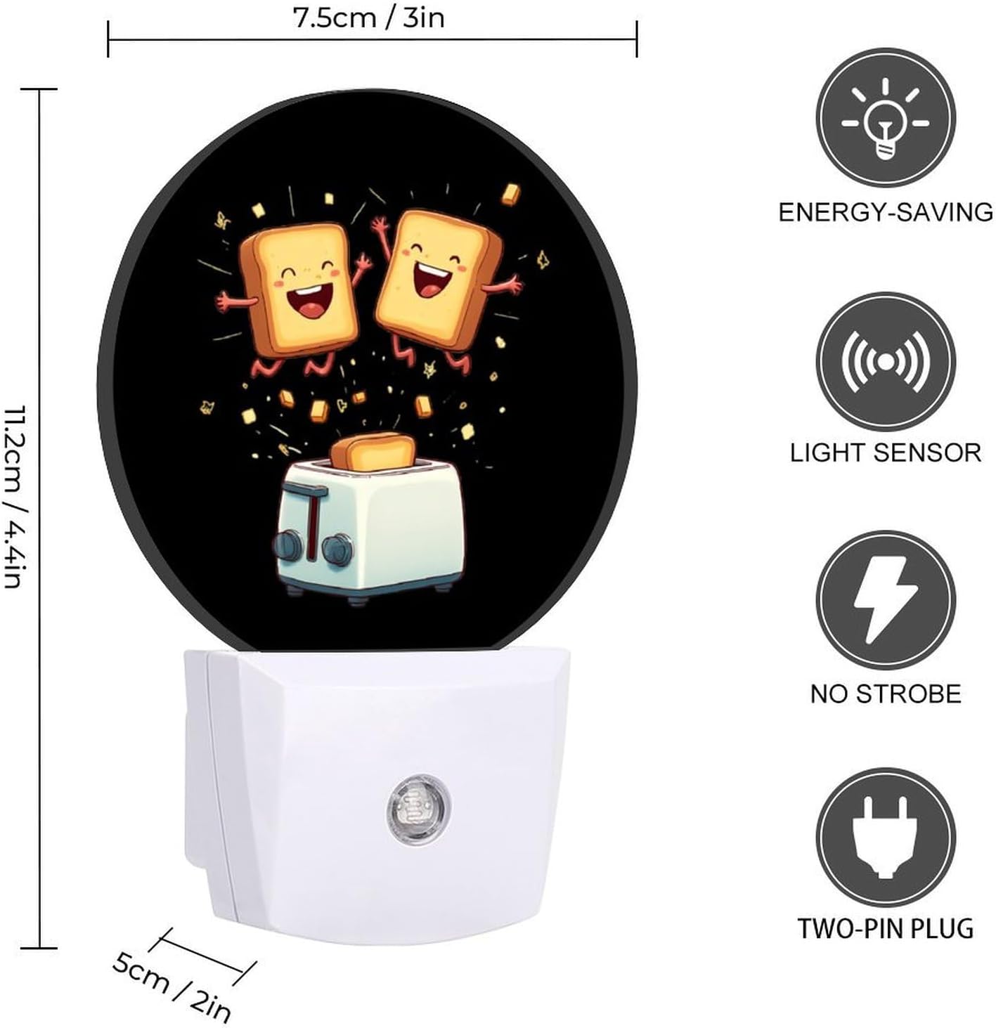 Toast Cute Toaster Cute Night Light Lamp Dusk to Dawn Sensor Decorative for Bedroom Hallway Bathroom image 2