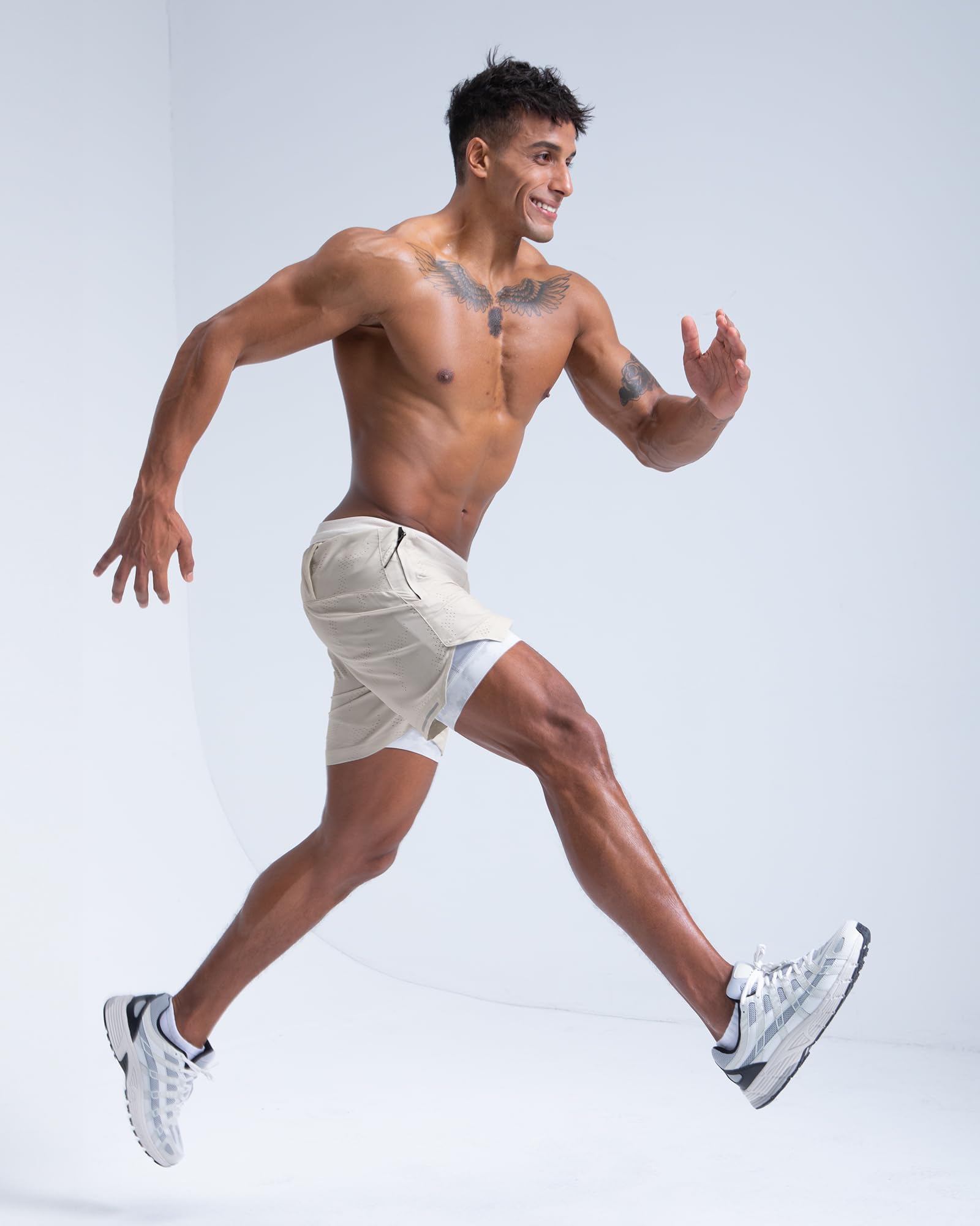 maamgic Pantaloncini da palestra 2 in 1 da uomo da 12,7 cm, pantaloncini da tennis atletici elasticizzati per allenamento e corsa con fodera