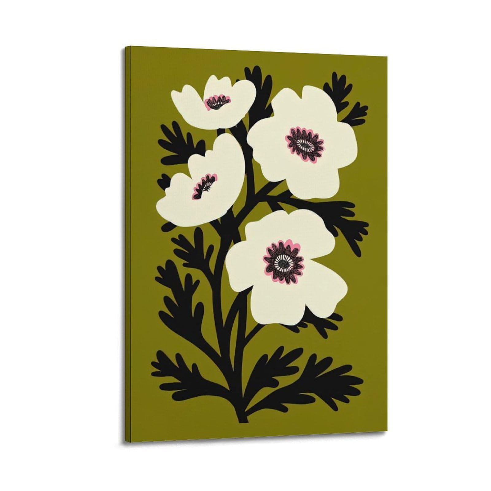 DLJGDS Simple Plant Poster Illustration Flowers Decorative Painting Canvas Wall Posters And Modern Family Bedroom Decor 24x36inch(60x90cm)