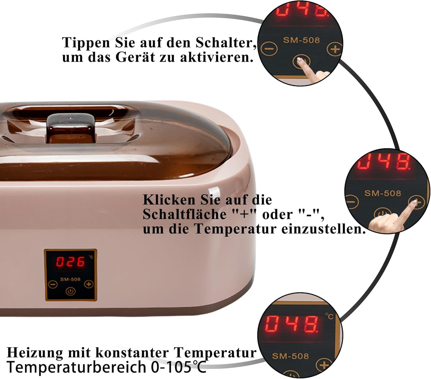 Paraffinbad - Multifunktionales Paraffin-Wachsbad für Hände und Füße， Enthält 2 × 450 g Paraffinwachs für die professionelle Handpflege, mit LED-Anzeige