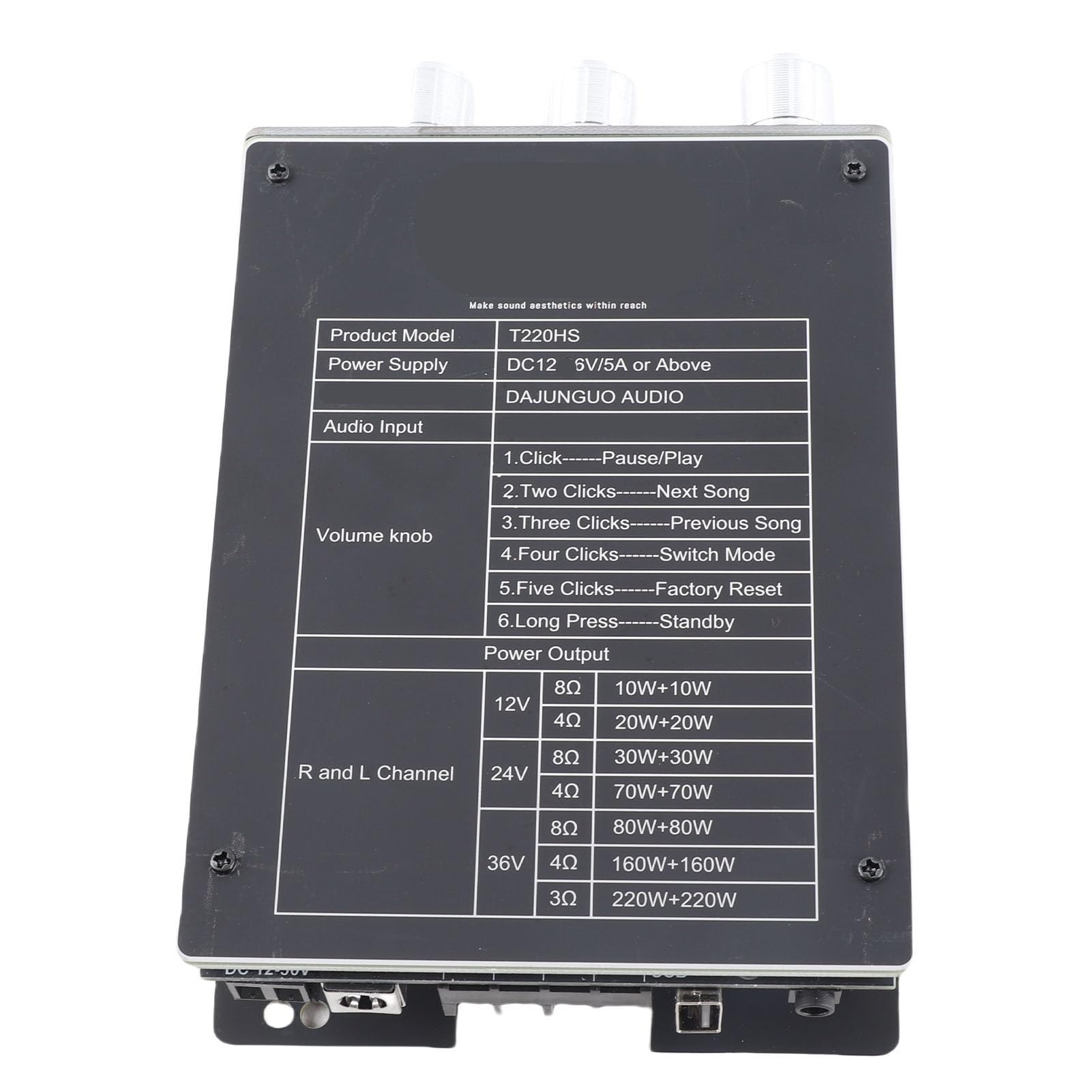 CHICIRIS Płyta Wzmacniacza Mocy Stereo HiFi T220HS Ultra Niski Poziom Hałasu dla Miłośników Kina Domowego i Muzyki DC 12-36 V