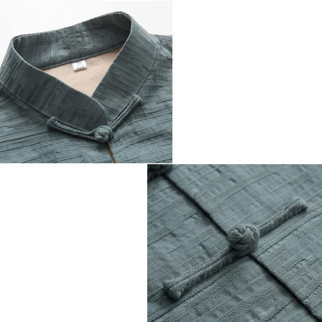 ZHOUXIAO Jacquard Baumwolle Leinen Kung Fu Bekleidung Tang Anzug Langarm Jacken Hosen, Tai Chi Uniform Chinesische traditionelle Kleidung, Zen Meditation Uniform Hanfu Martia