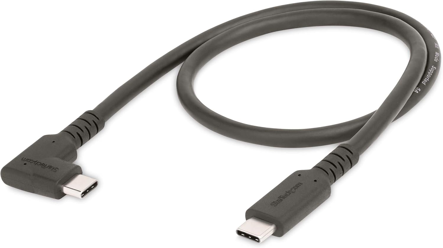 StarTech.com 1.6ft (50cm) Rugged Right Angle USB-C Cable, USB 3.2 Gen 2 (10 Gbps), USB C to C Data Transfer Cable, 4K 60Hz DP Alt Mode, 100W PD - 90 Degree USB Type-C Cable (RUSB31CC50CMBR)