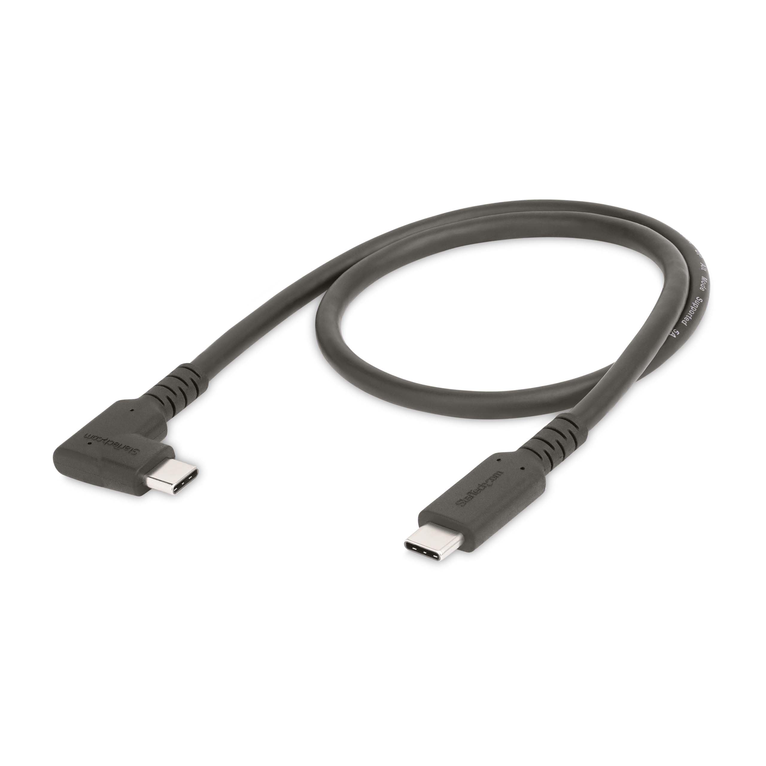 StarTech 50cm USB-C Kabel, Rechtwinklig, 10Gbps, 100W PD, 8K 60Hz, Schwarz | 4K 144Hz, Thunderbolt-kompatibel, DisplayPort Alt-Modus, E-Marker, Aramidfaser