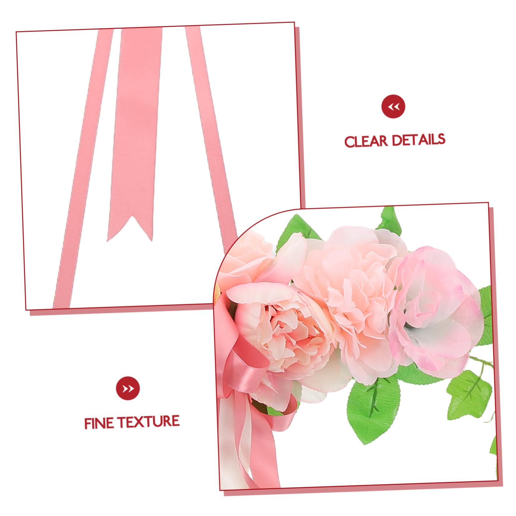 iplusmile Hochzeitsautoschleife mit Kunstblumen Rosa Seidenblüten Elegante Auto Dekoration für Brautwagen Leicht Anzubringen Verblassungsarm