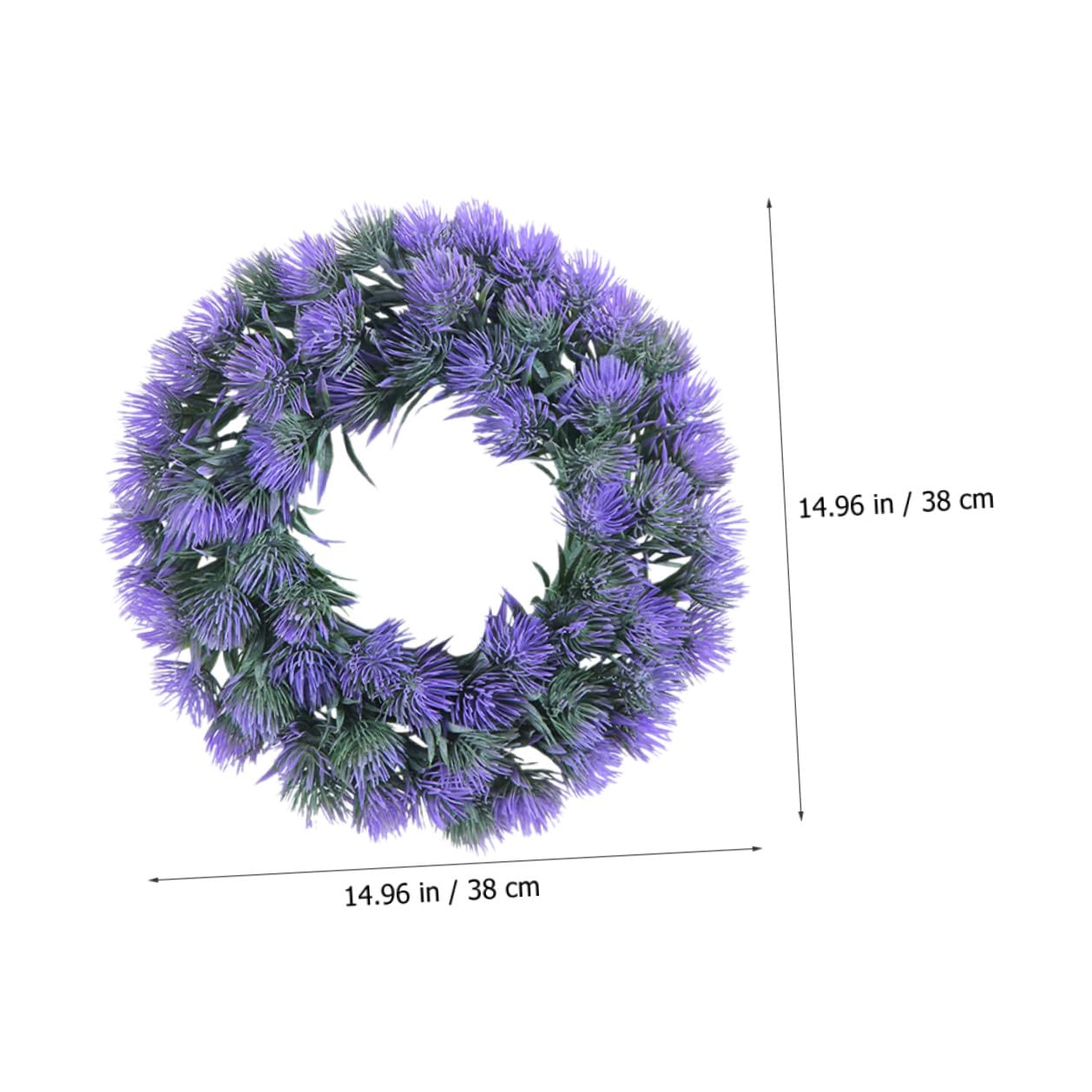 Künstlicher Lavendelkranz Dekorativer Türkranz aus Kunststoff Violett mit UV Schutz Rundes Design Langlebige Deko für Haustür und Festliche Anlässe