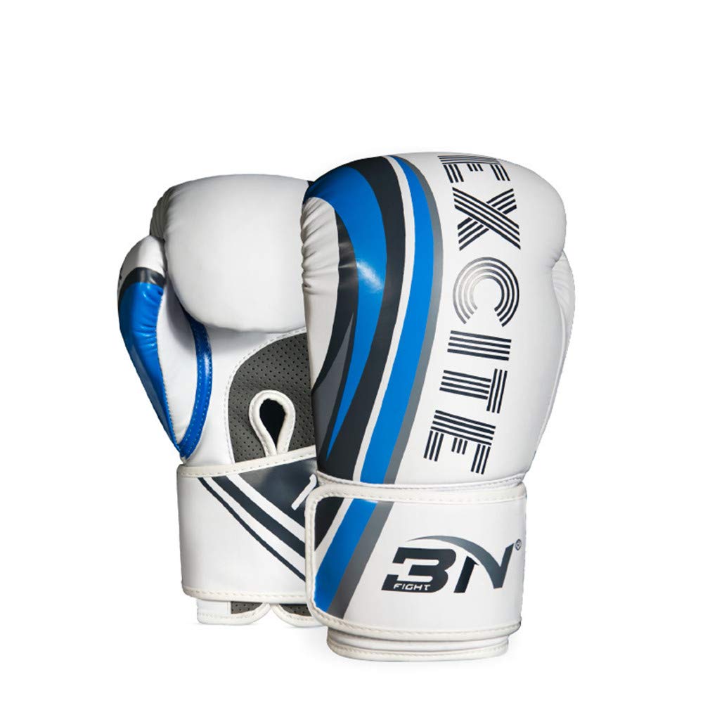 Formazione Professionale Boxe Guanti, Traspirante Materiale Molle dell'unità di Elaborazione, Muay Thai Training Completa Finger MMA Guanti per Adulti (10 Once 12 Once),Bianca,10oz