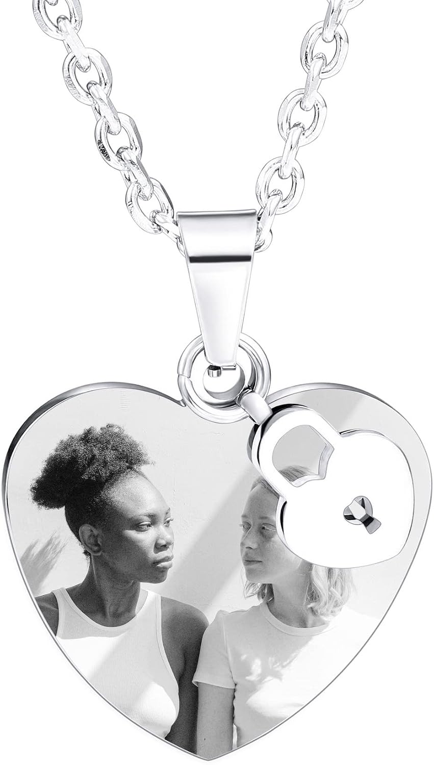 MeMeDIY Collana Personalizzabile Con Ciondolo A Cuore O Rotondo: Acciaio Inox 316L, Incisione Laser Gratuita. Regalo Perfetto. - 2