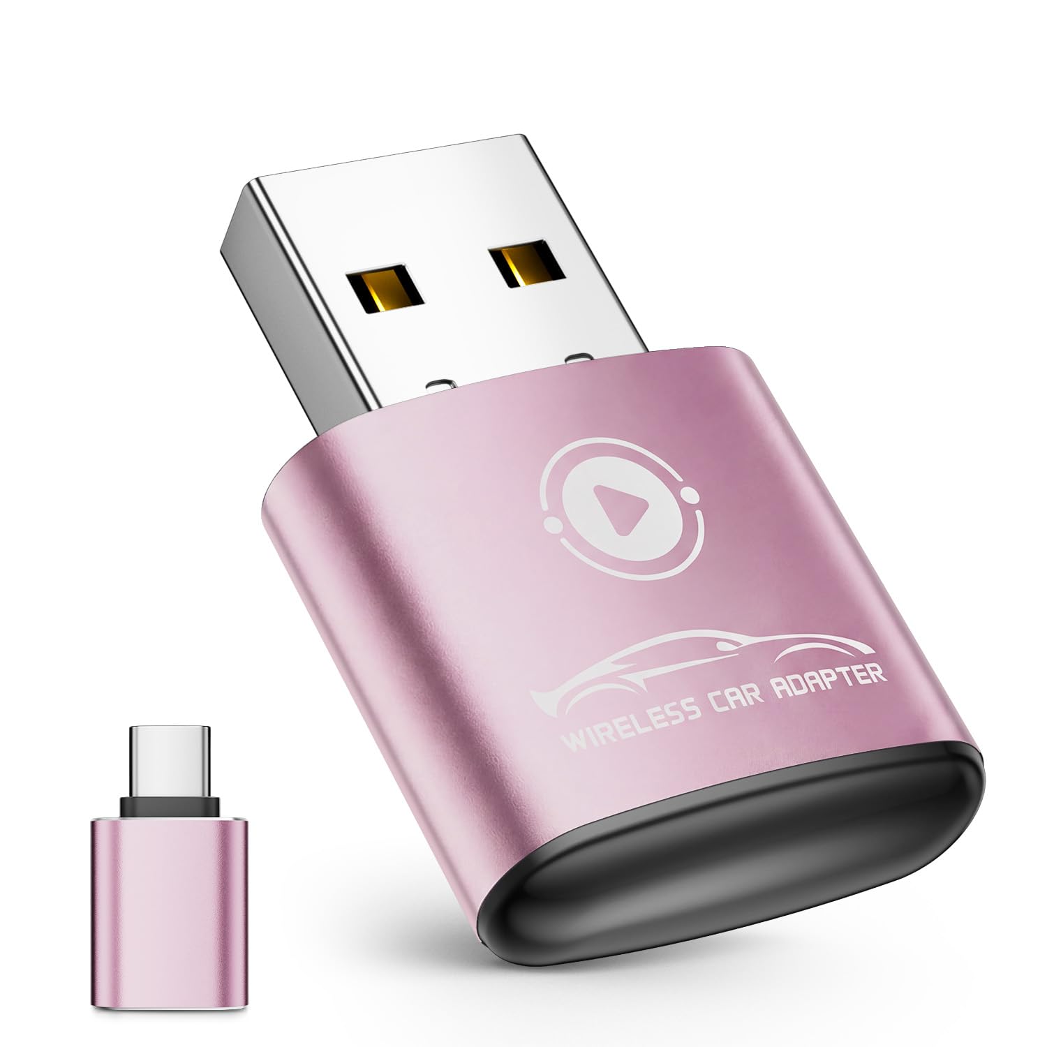 vnilrgle CarPlay Wireless Adapter for iPhone 2026 Upgraded(Pink)