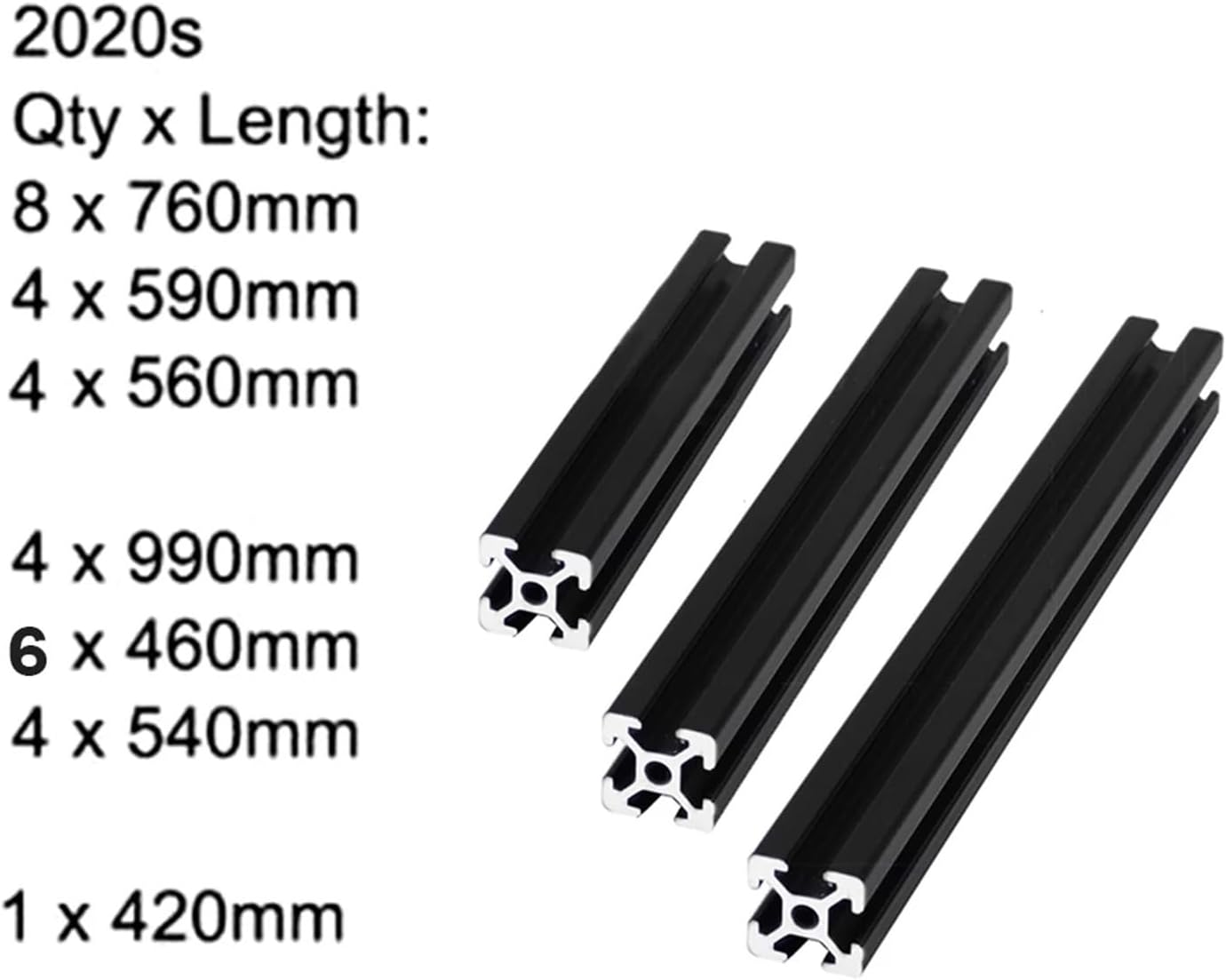 2020 T Slot Aluminum Extrusion Profiles Custom Length Sets: 8X 760mm 4X 590 4X 560 4X 990 6X 460 4X 540 1x 420 mm(Silver)