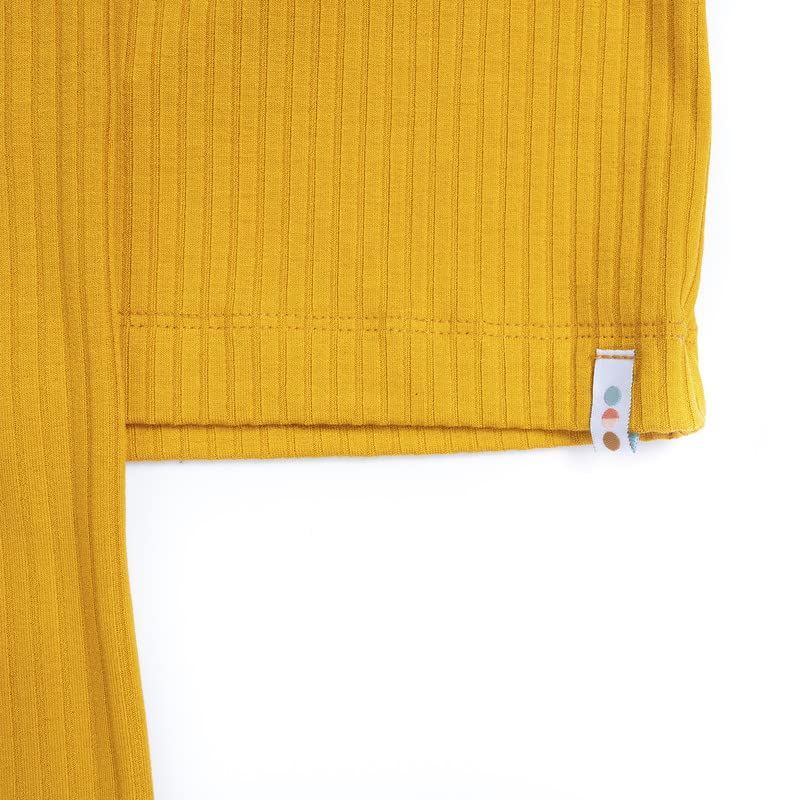 Image of Baby Toddler Girl Clothes Solid Color Ribbed Long Sleeve Shirt Pants Outfit Sets
