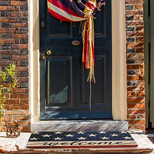 Anydesign Patriotic Welcome Doormat Retro American Stars Stripes Door Mat With Anti-Slip Rubber Vintage Linen Floor Mat For 4Th Of July Independence Day Indoor Outdoor Home Kitchen Decor, 17 X 29 In #TOP1