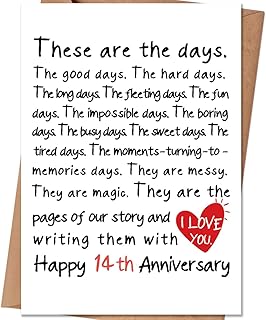 14th Anniversary Card for Husband Wife, 14 Year Anniversary Card Gifts for Him Her,