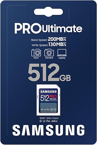 Miniatura 2 de SAMSUNG PRO Ultimate - Tarjeta de memoria SDXC de 512 GB, hasta 200 MBs, 4K UHD, UHS-I, C10, U3, V30, A2, para cámaras DSLR, sin espejo, PC,