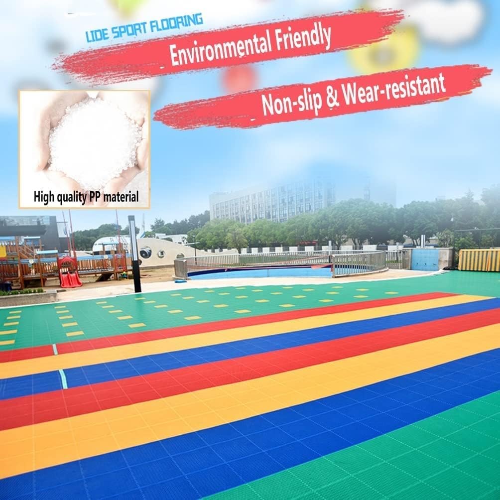 Colorful Modular Interlocking Floor Tiles 30.5CM - Weatherproof DIY Sports Flooring for Indoor/Outdoor Use, Easy Installation, Red, 1 Piece