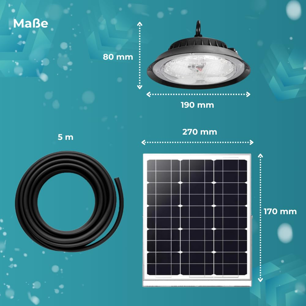 LUXULA dimmbare LED Hängeleuchte mit Solarpanel und Fernbedienung für Außen - 6W 500lm - 5m Kabel - IP44 Außenleuchte Solarlampe Camping Outdoor Garten Terrasse Zelt