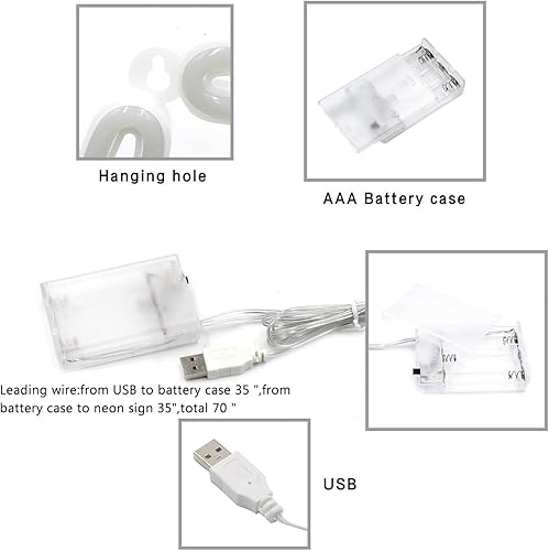 Miniatura 7 de Paquete de 2 letreros de neón de corazón rosa, luces de corazón de neón, funciona con pilas o USB, luz LED de decoración de pared para regalo del