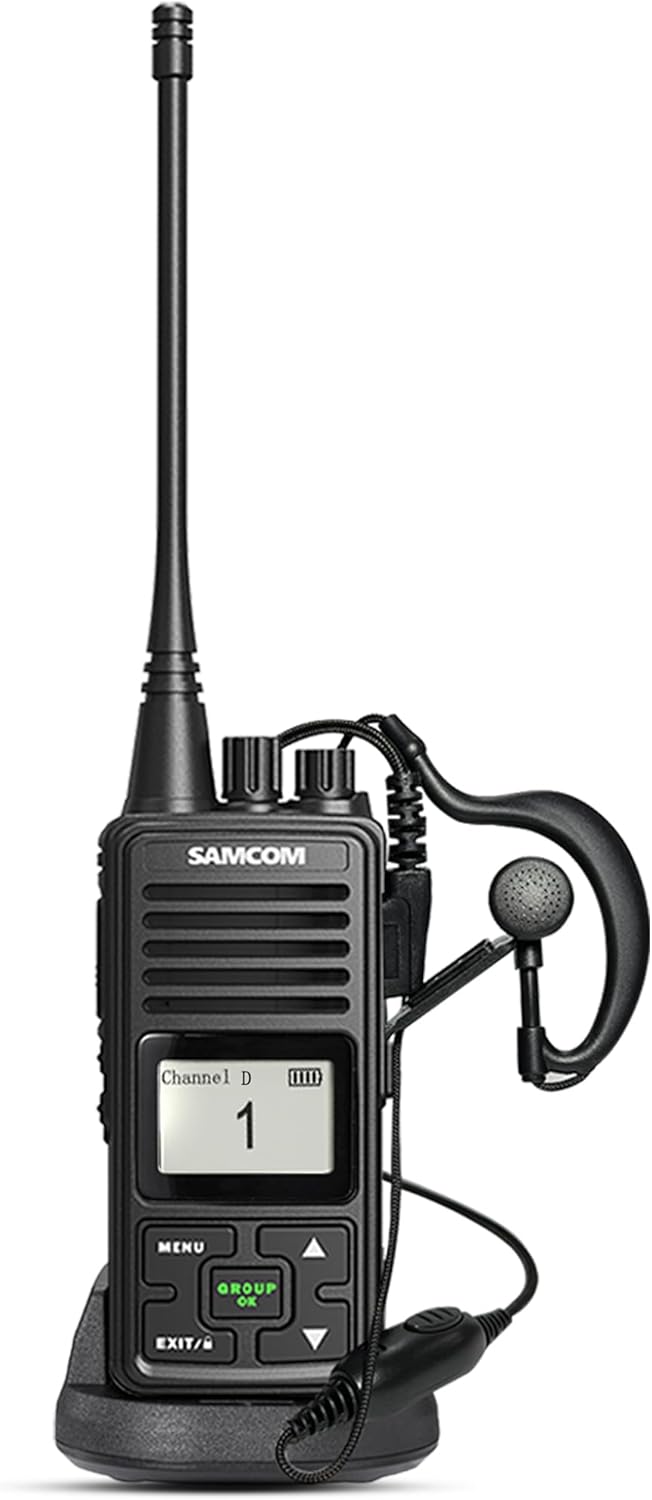 SAMCOM UHF Programmable Handheld Two-Way Radios, 3000mAh Battery Rechargeable Heavy Duty 2 Way Radios Long Range, Walkie Talkies for Adults with Earpiece, 1 Pcs